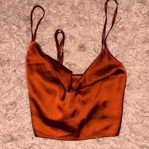SHEIN Silk rusted orange top
